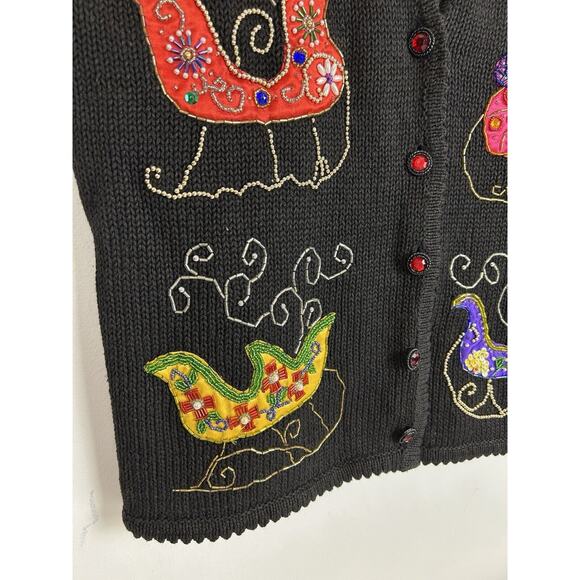 Design Options‎ Phillip Jane Gordon Women’s Sweater Vest Sleigh Holiday Medium - Picture 3 of 9